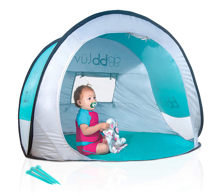 Grande tente de plage anti-UV avec moustiquaire intégrée