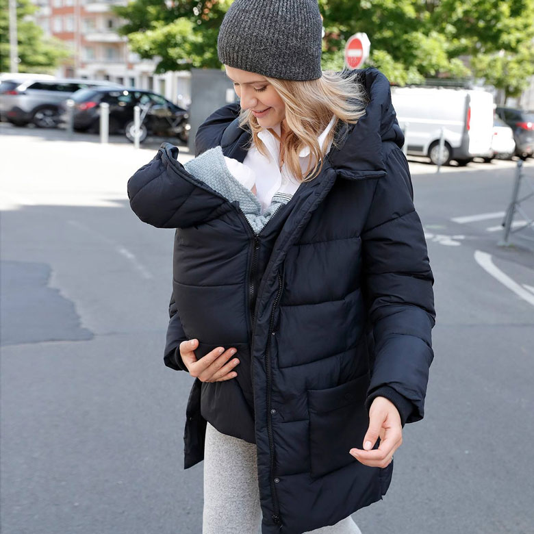 Manteau à capuche long grossesse et portage