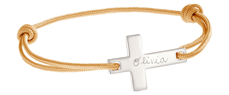 Bracelet personnalisé cordon et croix plate