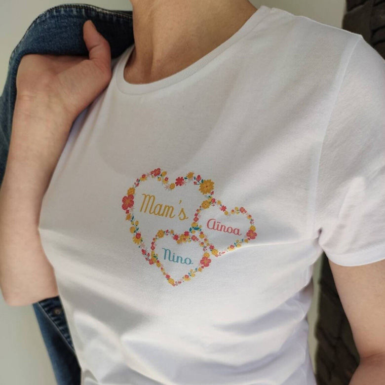 Cadeau de fête des Mères personnalisé : le t-shirt cœur floral