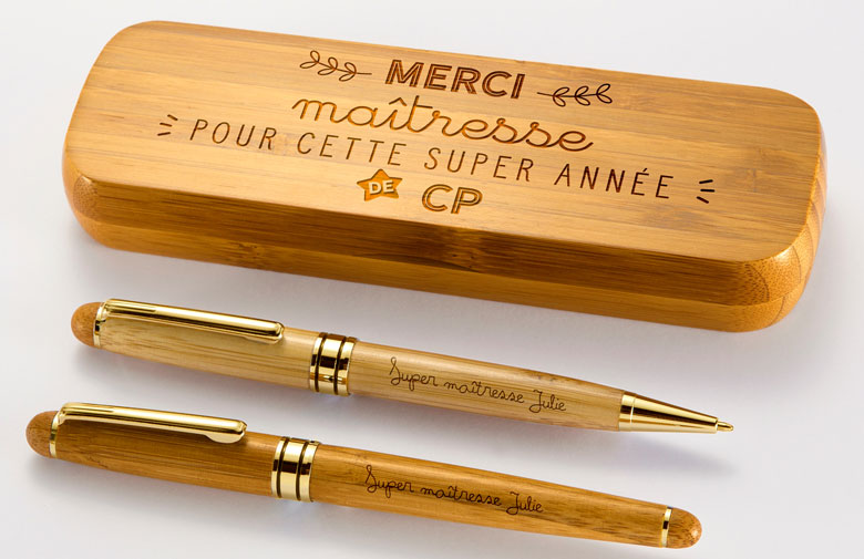 Boitier à stylos personnalisé en bambou