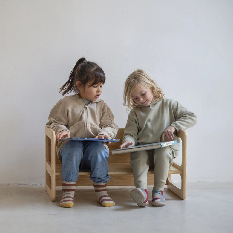 Meuble Montessori : banc ou table enfant en pin massif
