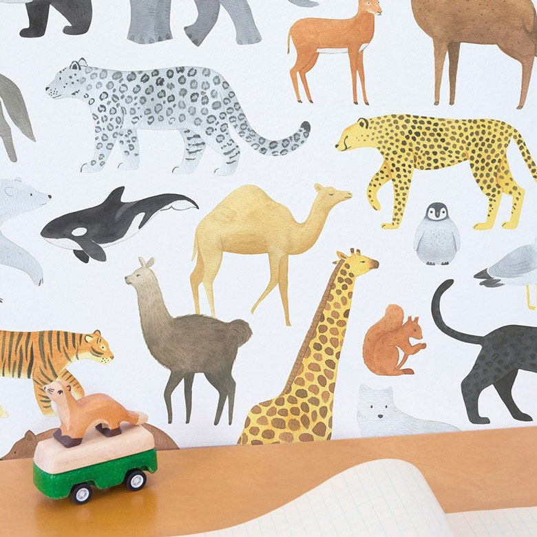 Papier peint enfant animaux sauvages