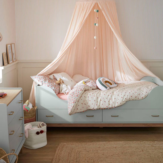 Lit enfant rétro avec grands rangements