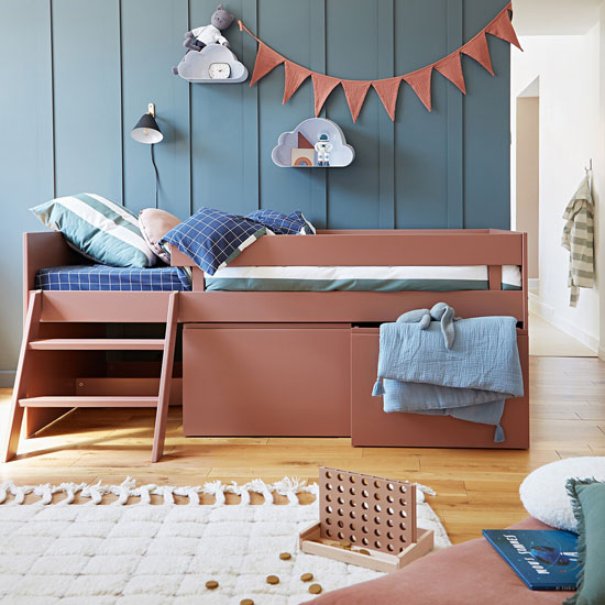 Lit enfant mi-hauteur avec 2 grands tiroirs