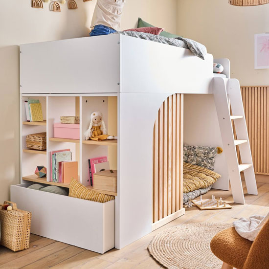 Lit mezzanine enfant avec rangement